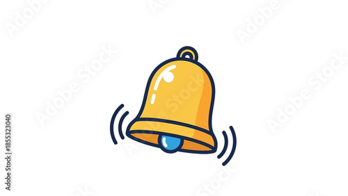 Vibrant ringing bell icon with blue accents on white background
