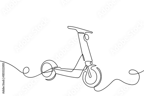 A continuous line electric scooter technology concept illustration. hand drawn line art vector illustration Editable stroke.