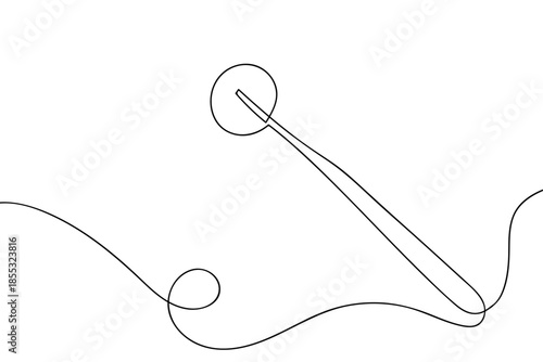A continuous strand of cotton wool for wound care is held in place by tweezers. hand drawn line art vector illustration Editable stroke.
