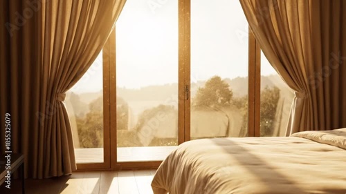 Footage of Automated Curtains Open