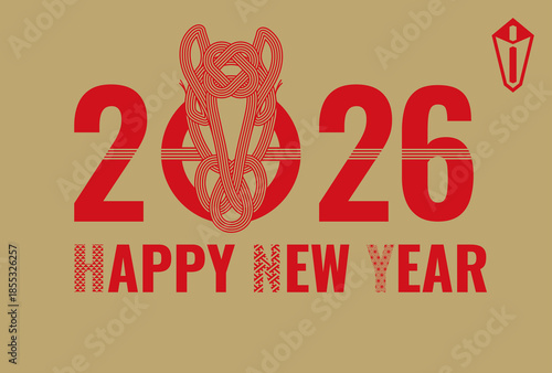 おしゃれシンプルな2026年午年年賀状

