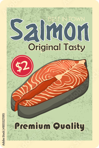 Retro Salmon Fillet Advertisement Poster