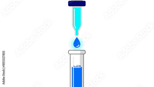 Colorful scientific experiment with dropper and test tube in flat