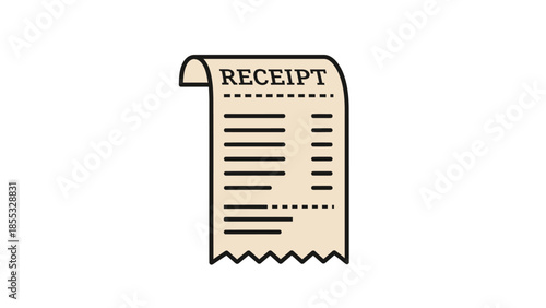 Illustration of a receipt with the word receipt at the top, indicating a financial transaction record