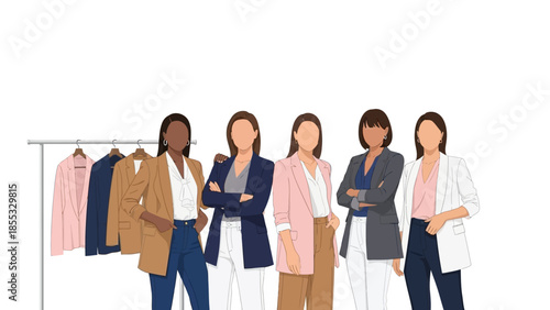 Business women team in stylish blazers with diverse fashion choices