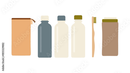 Eco-friendly travel toiletries in minimalist packaging for sustainable living