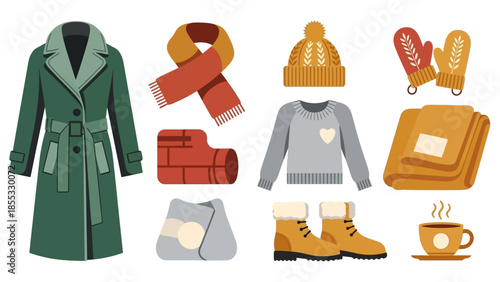 Cozy winter fashion and essentials: warm clothing and accessories collection