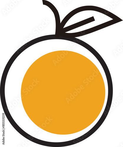 Minimalist vector illustration of citrus fruit, orange or grapefruit icon, commonly used as a logo or icon. Orange icon without background.