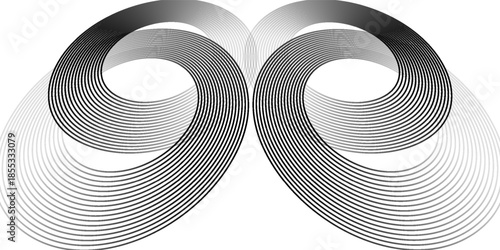 Black mascara circular texture, brush stroke isolated on white background.