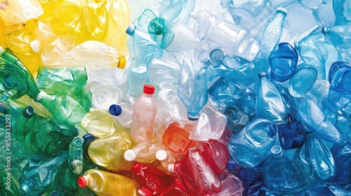 A pile of plastic bottles in various colors