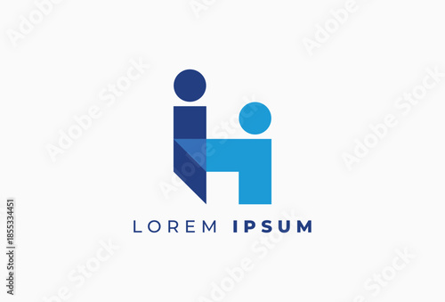 Letter H with People Family Teamwork Logo Design Element