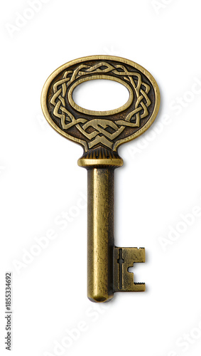 Wallpaper Mural Vintage brass key, high detail engraving, isolated on #ffffff, soft drop shadow, product shot, no text Torontodigital.ca