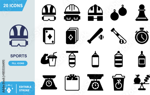 Simple bold outline icon representing protective sports headgear combined with eye covering goggles ideal for extreme winter activities like skiing or snowboarding designs.