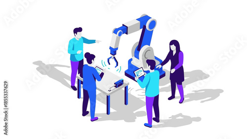 Isometric teamwork with collaborative robotics in modern factory setting