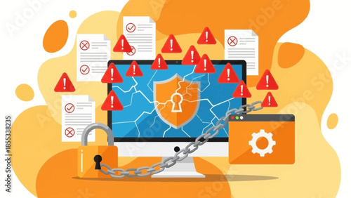 Computer system under cyber attack with security threats and protection measures in digital environment