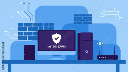 Computer system secured with various devices on a digital workspace
