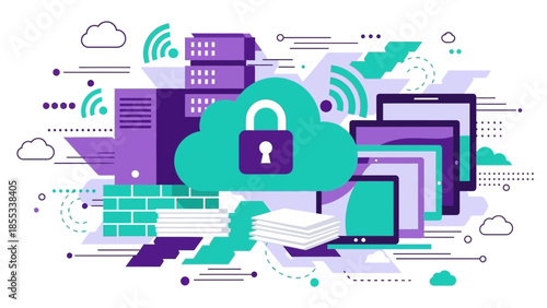 Secure Cloud Storage and Data Protection Illustration