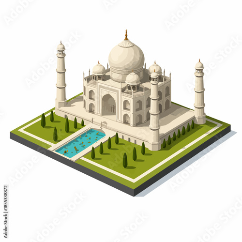 Taj Mahal en diseño isométrico