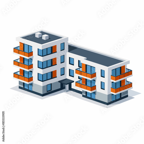 Edificio moderno en estilo isométrico