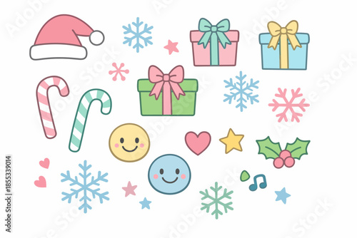 Doodles navideños en tonos pastel