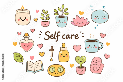 Cuidado personal y bienestar Doodle