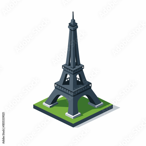 Torre Eiffel en perspectiva isométrica