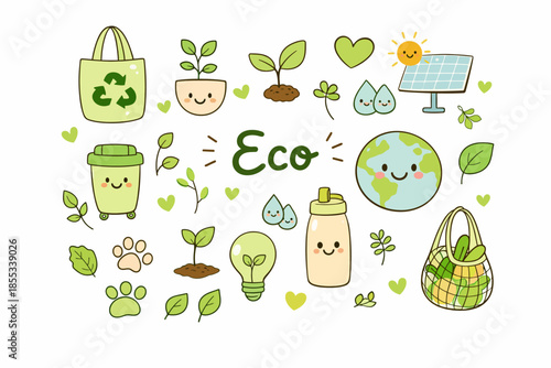 Doodles ecológicos en tonos pasteles