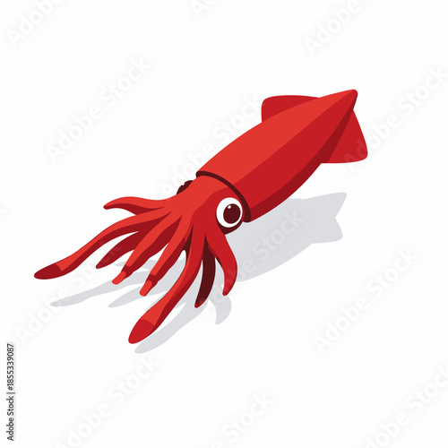 Calamar isométrico sobre fondo blanco
