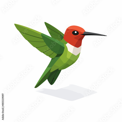 Colibrí geométrico en estilo isométrico