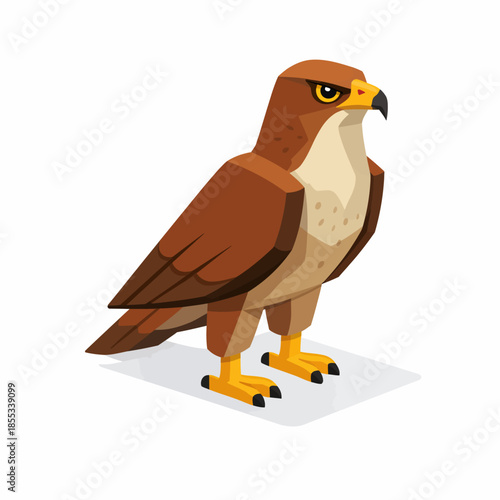Halcón geométrico isométrico en colores planos