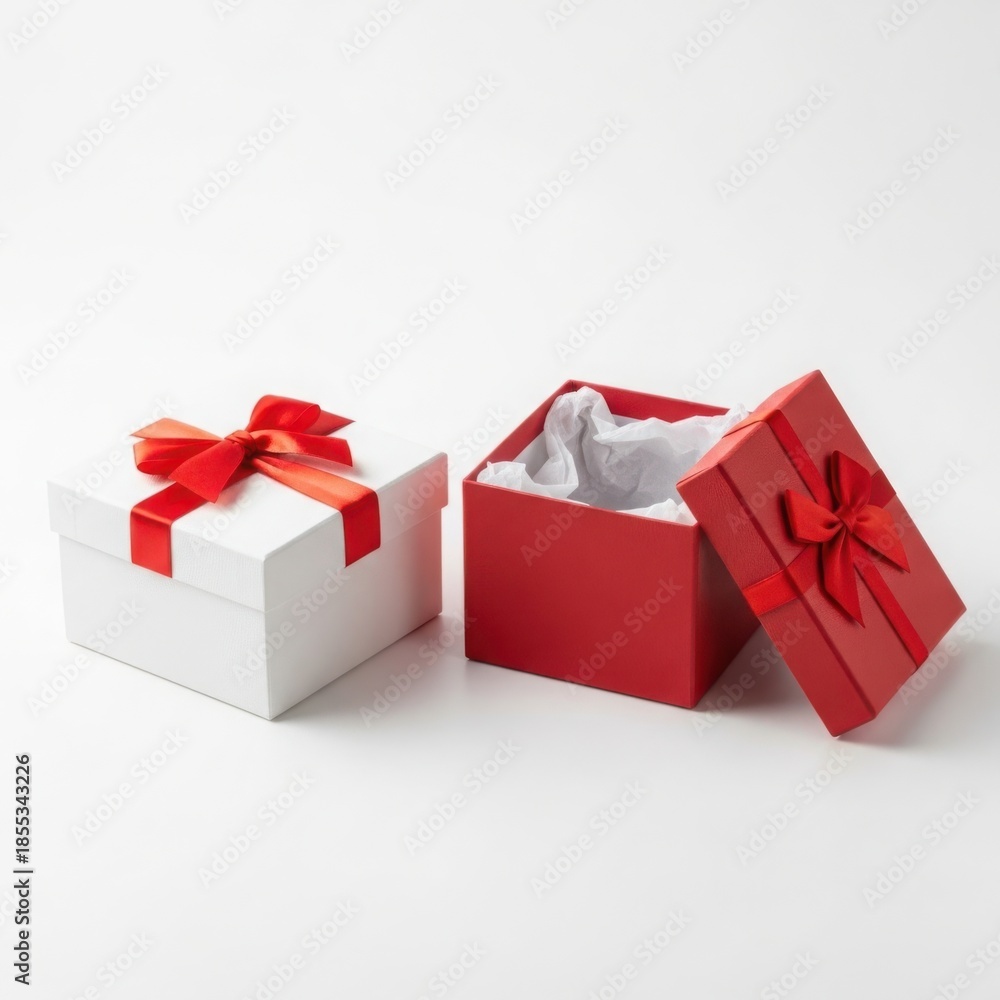 Fototapeta premium Two gift boxes with ribbons