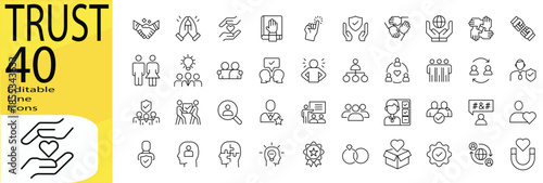 Trust icon set. Editable stroke.