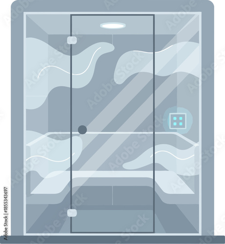 Modern glass steam room cabin for spa and wellness.