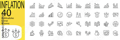 Inflation icon set. Editable stroke.