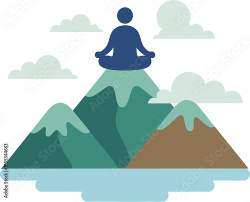 Blue silhouette of a person meditating in a lotus yoga pose.
