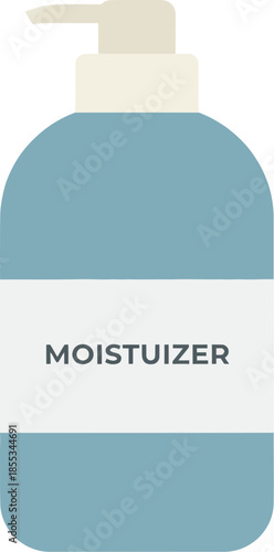 Blue pump bottle of moisturizer for skincare routine isolated on a white background.