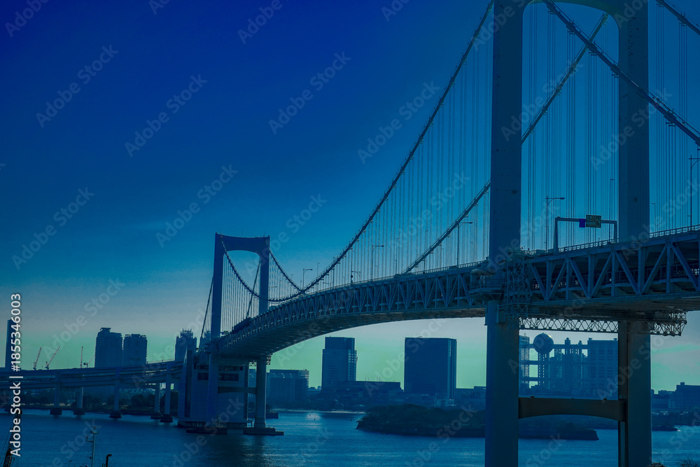 Obraz premium 逆光のレインボーブリッジ