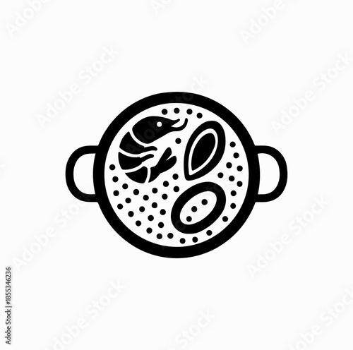 Spanish Paella Pan Icon with Rice and Seafood – Food Culture Vector