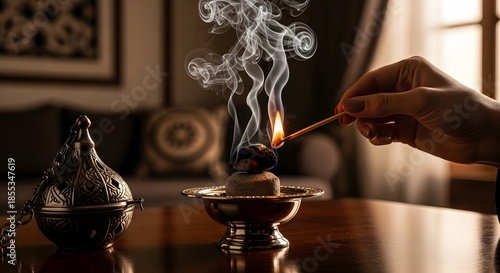 Wallpaper Mural Lighting Traditional Bukhoor Incense at Home for Spiritual Comfort Torontodigital.ca