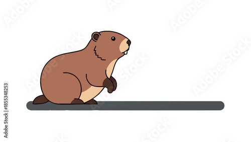 Groundhog standing on the ground, concept of Groundhog Day  