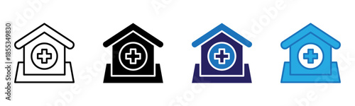 Hospital Icon Multi Style Vector Illustration