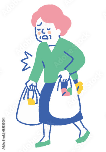 Elderly people hurting their arms from heavy luggage_color