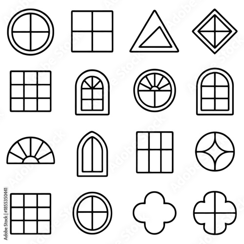 Geometric Windows Designs: A curated collection of diverse geometric window designs, each unique in form and shape, offering a versatile range for architectural and design purposes. 