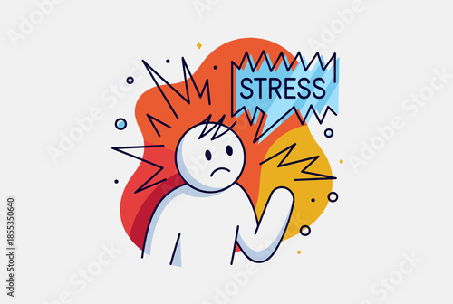 Illustration of a Person Overwhelmed by Mental Stress and Anxiety