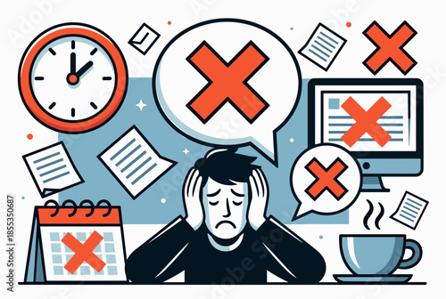 Overwhelmed Employee Facing Deadlines and Work Pressure Art