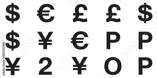 Dollar and euro currency icon set featuring minimalist financial symbols, clean money graphics, banking and economic vector illustrations