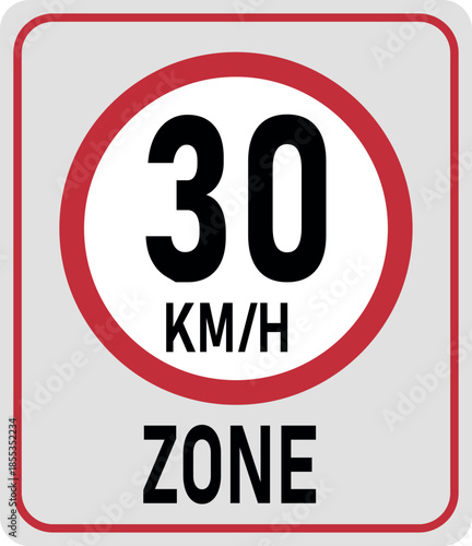 30 km h speed limit zone. Vector illustration