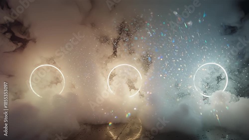 Vibrant Smoke Rings in a Mystical Atmosphere