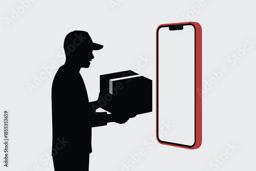 Online Delivery Service with Mobile Phone, online ordering concept