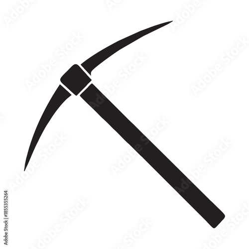 Pickaxe icon vector for mining industry, construction tool, and coal miner equipment symbol isolated on white background